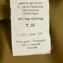 Pre Owned Lanvin Green Satin Silk Short Wrap Dress S