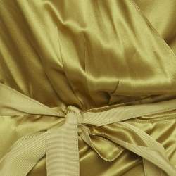 Pre Owned Lanvin Green Satin Silk Short Wrap Dress S
