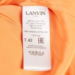 Pre Owned Lanvin Orange Crepe Cape Detail Ruffled Charmeuse Dress L