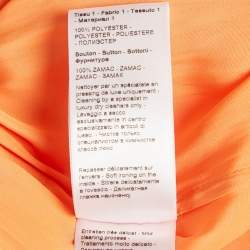 Pre Owned Lanvin Orange Crepe Cape Detail Ruffled Charmeuse Dress L