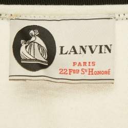 Pre Owned Lanvin Cream Flower Applique Embellished Cotton Blend T-shirt S