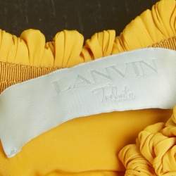 Pre Owned Lanvin Yellow Charmeuse Gathered Asymmetric Tribute Long Dress S 