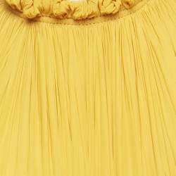 Pre Owned Lanvin Yellow Charmeuse Gathered Asymmetric Tribute Long Dress S 