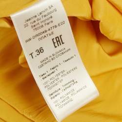Pre Owned Lanvin Yellow Charmeuse Gathered Asymmetric Tribute Long Dress S 