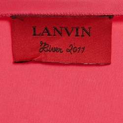 Pre Owned Lanvin Pink Satin Draped Wrap Maxi Dress S