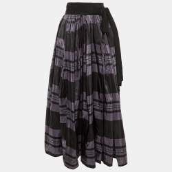 Pre Owned Lanvin Purple/Black Checkered Print Maxi Skirt M