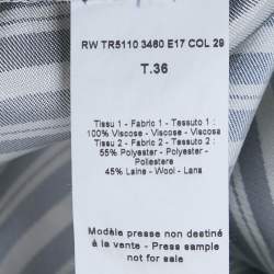 مملوكة مسبقًا بنطلون لانفان مخطط أبيض/أزرق كحلي ساتان صغير