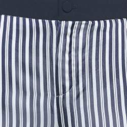 مملوكة مسبقًا بنطلون لانفان مخطط أبيض/أزرق كحلي ساتان صغير