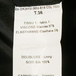 مملوكة مسبقًا Lanvin Black/ White Logo Print Crepe Plunge Neck Dress S