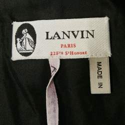 مملوكة مسبقًا Lanvin Black/ White Logo Print Crepe Plunge Neck Dress S