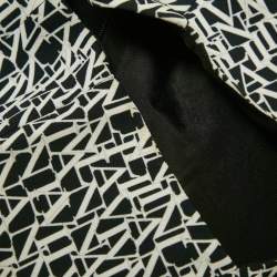 مملوكة مسبقًا Lanvin Black/ White Logo Print Crepe Plunge Neck Dress S