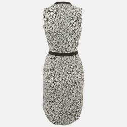 مملوكة مسبقًا Lanvin Black/ White Logo Print Crepe Plunge Neck Dress S