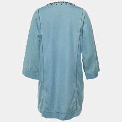 مملوكة مسبقًا فستان إلباز x لانفين X أكني جينز أزرق مزين التفاصيل قصير ميني وسط