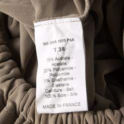 Pre Owned Lanvin Brown Gathered Draped Sleeveless Dress M