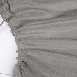 Pre Owned Lanvin Grey Gathered Tie Detail Draped Asymmetric Dress M