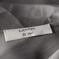 Pre Owned Lanvin Grey Gathered Tie Detail Draped Asymmetric Dress M