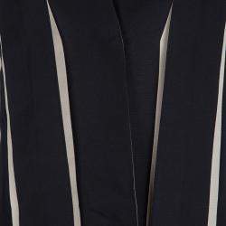 Pre Owned Lanvin Black and Cream Box Pleated Bow Detail Sleeveless Dress M