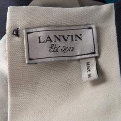 Pre Owned Lanvin Black and Cream Box Pleated Bow Detail Sleeveless Dress M