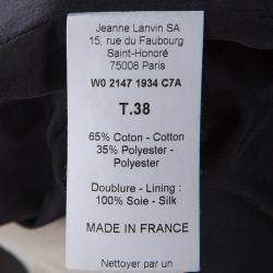 Pre Owned Lanvin Black and Cream Box Pleated Bow Detail Sleeveless Dress M