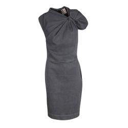 Lanvin X Acne Grey Washed Denim Twist Front Detail Sleeveless Dress M