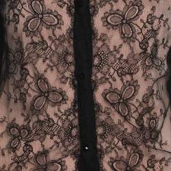 Pre Owned Lanvin Black/Peach Jersey and Lace Tops and Cardigan Set S