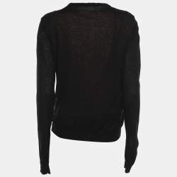 Pre Owned Lanvin Black/Peach Jersey and Lace Tops and Cardigan Set S