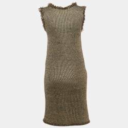 Pre Owned Lanvin Black/Grey Lurex Knit Bow Detail Mini Dress S