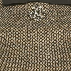 Pre Owned Lanvin Black/Grey Lurex Knit Bow Detail Mini Dress S