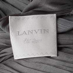 Pre Owned Lanvin Grey Draped Plisse Gathered Belted Maxi Dress S