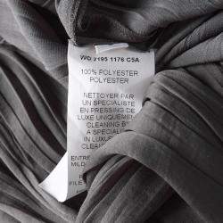 Pre Owned Lanvin Grey Draped Plisse Gathered Belted Maxi Dress S