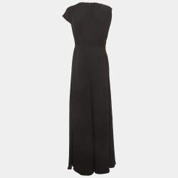 Pre Owned Lanvin Black Crepe Flared Maxi Dress M