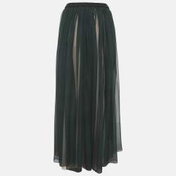 مملوكة مسبقًا تنورة لانفان ماكسي مجمعة حرير أخضر متوسطة