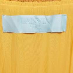 مملوكة مسبقًا فستان لانفان شاموز أصفر مجمع غير متماثل تحية طويل صغير