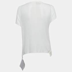 Pre Owned Lanvin White Lurex Knit Short Sleeves Top XS