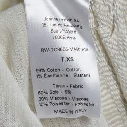Pre Owned Lanvin White Lurex Knit Short Sleeves Top XS