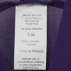 Pre Owned Lanvin Purple Stretch Knit Ruched V-Neck Mini Dress 