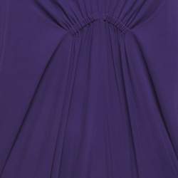 Pre Owned Lanvin Purple Stretch Knit Ruched V-Neck Mini Dress 