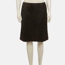Pre Owned Lanvin Black Cotton Flared Mini Skirt L