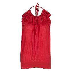 Lanvin Red Knit Ruffle Detail Halter Top S