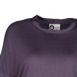 Pre Owned Lanvin Purple Frayed Satin Trim T-Shirt M