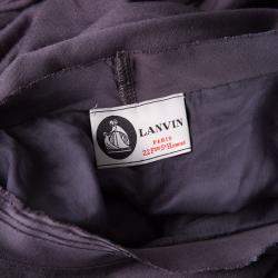 Pre Owned Lanvin Purple Frayed Satin Trim T-Shirt M