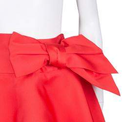 Pre Owned Lanvin Red Sash Bow Belt Detail Flared Circular Skirt S