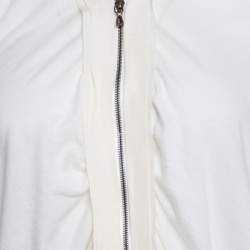 Pre Owned Lanvin Cream Ruched Detail Short Sleeve Tunic M