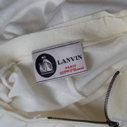 Pre Owned Lanvin Cream Ruched Detail Short Sleeve Tunic M
