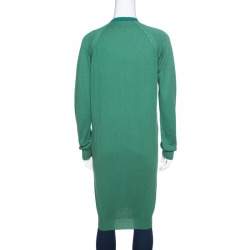 Lanvin Green Cashmere Blend Raglan Sleeve Button Front Long Cardigan S