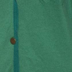 Lanvin Green Cashmere Blend Raglan Sleeve Button Front Long Cardigan S