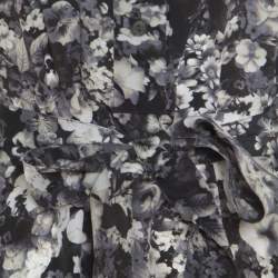 Pre Owned Lanvin Dark Grey Floral Printed Silk Belted Midi Dress S