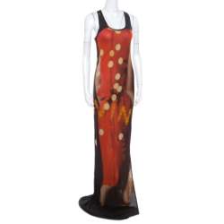 Pre Owned Lanvin Blurry Lights Printed Jersey Racer Back Tank Maxi Dress S