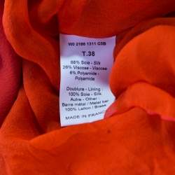 Lanvin Orange Crepe Metal Neck Embellished Sleeveless High Low Dress M