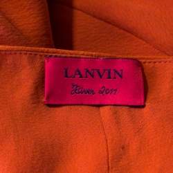 Lanvin Orange Crepe Metal Neck Embellished Sleeveless High Low Dress M